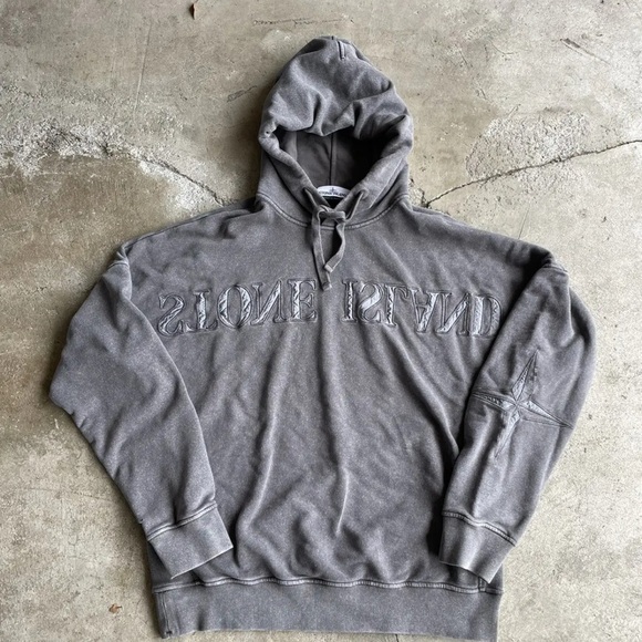 Stone Island Gray Reverse Embroidered Oversized Hoodie XL - Picture 9 of 9